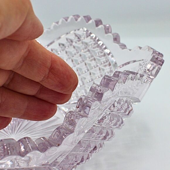 Antique EAPG Amethyst Lavender Glass Bowl Duncan Diamond Pattern Scallop Edge - Picture 5 of 5